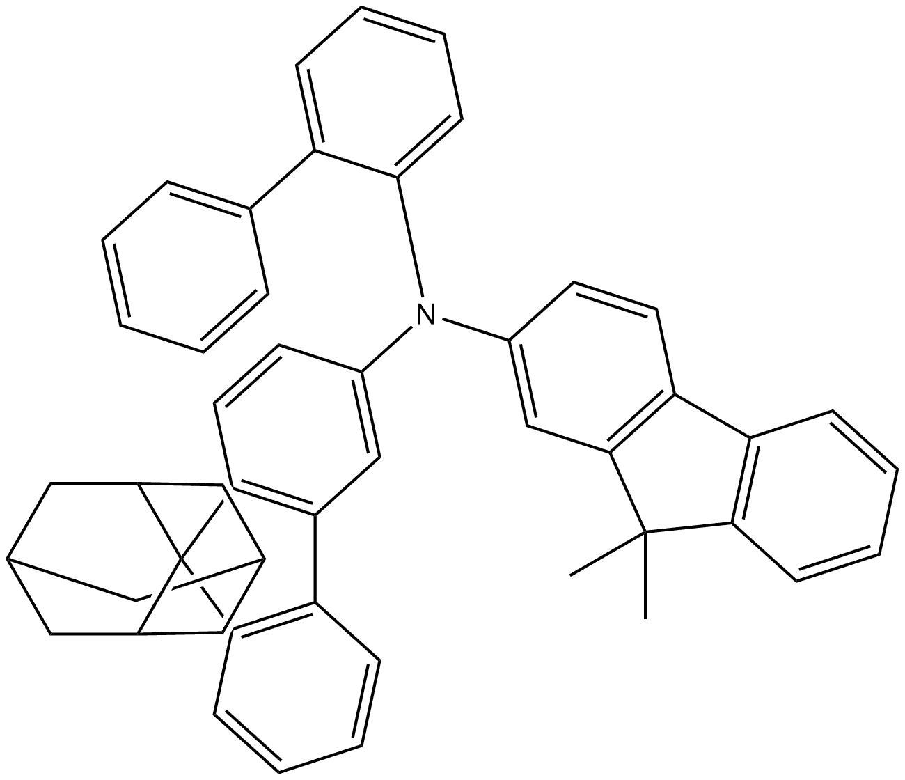 N-[1,1′-Biphenyl]-2-yl-N-(9,9-dimethyl-9H-fluoren-2-yl)spiro[9H-fluorene-9,2′-tricyclo[3.3.1.13,7]decan]-3-amine Structure