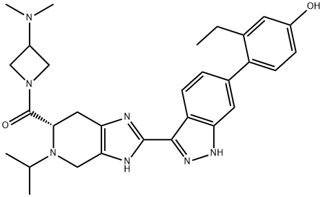 Methanone, [3-(dimethylamino)-1-azetidinyl][(6S)-2-[6-(2-ethyl-4-hydroxyphenyl)-1H-indazol-3-yl]-4,5,6,7-tetrahydro-5-(1-methylethyl)-3H-imidazo[4,5-c]pyridin-6-yl]- Structure