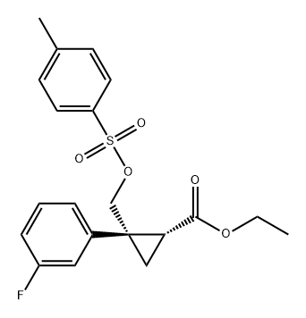 Cyclopropanecarboxylic acid, 2-(3-fluorophenyl)-2-[[[(4-methylphenyl)sulfonyl]oxy]methyl]-, ethyl ester, (1R,2S)- Structure