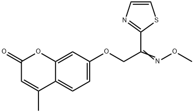 2H-1-Benzopyran-2-one, 7-[2-(methoxyimino)-2-(2-thiazolyl)ethoxy]-4-methyl- Structure