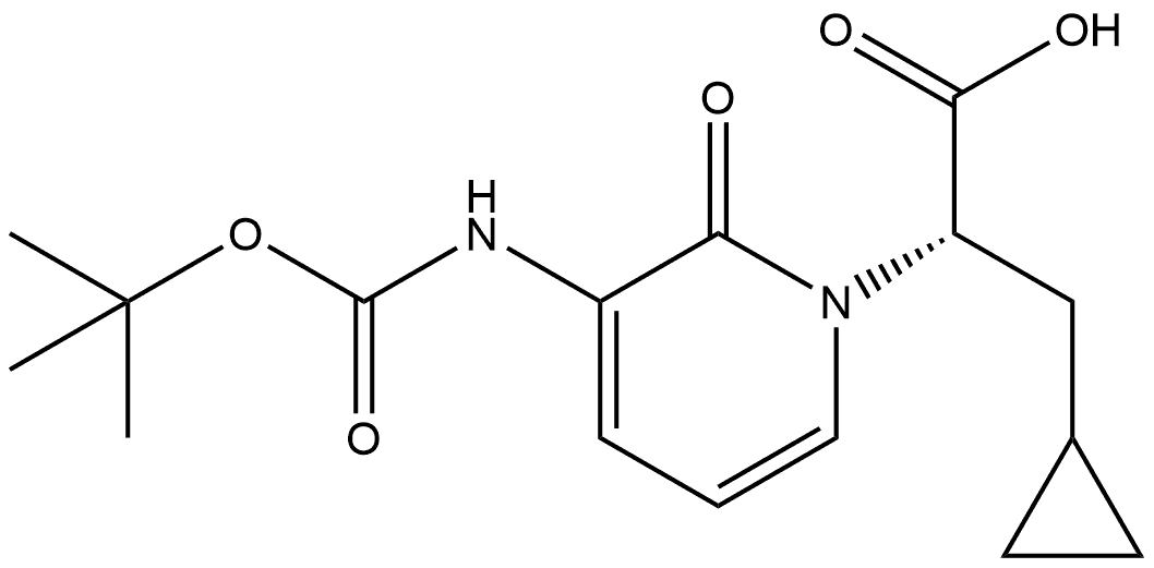 (S)-2-(3-((tert-butoxycarbonyl)amino)-2-oxopyridin-1(2H)-yl)-3-cyclopropylpropanoic acid Structure