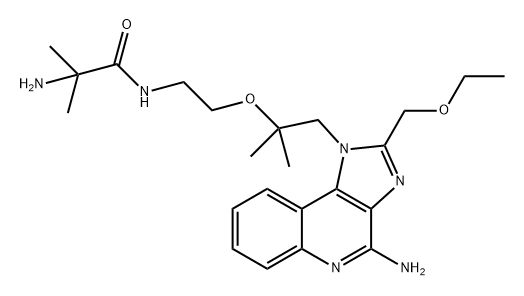 Propanamide, 2-amino-N-[2-[2-[4-amino-2-(ethoxymethyl)-1H-imidazo[4,5-c]quinolin-1-yl]-1,1-dimethylethoxy]ethyl]-2-methyl- 구조식 이미지
