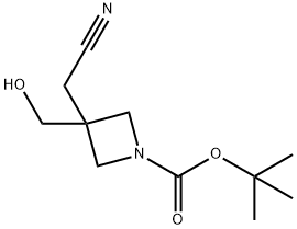 1-Azetidinecarboxylic acid, 3-(cyanomethyl)-3-(hydroxymethyl)-, 1,1-dimethylethyl ester Structure