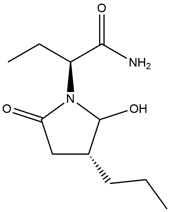 1-Pyrrolidineacetamide, α-ethyl-2-hydroxy-5-oxo-3-propyl-, (αS,3R)- Structure