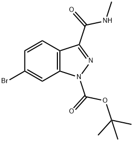 1H-Indazole-1-carboxylic acid, 6-bromo-3-[(methylamino)carbonyl]-, 1,1-dimethylethyl ester Structure