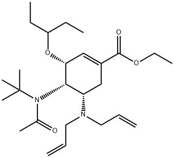 1-Cyclohexene-1-carboxylic acid, 4-[acetyl(1,1-dimethylethyl)amino]-5-(di-2-propen-1-ylamino)-3-(1-ethylpropoxy)-, ethyl ester, (3R,4S,5S)- 구조식 이미지