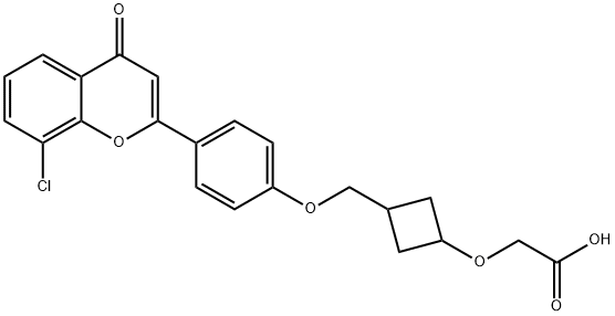 Acetic acid, 2-[[3-[[4-(8-chloro-4-oxo-4H-1-benzopyran-2-yl)phenoxy]methyl]cyclobutyl]oxy]- Structure