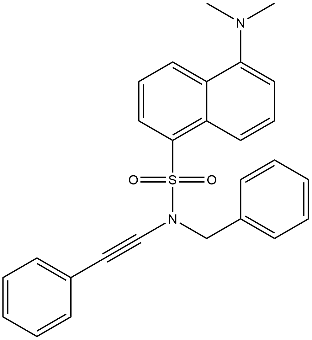 N-benzyl-5-(dimethylamino)-N-(phenylethynyl)naphthalene-1-sulfonamide Structure