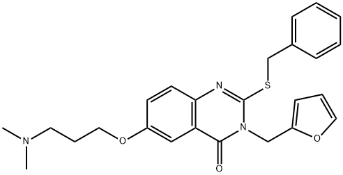 4(3H)-Quinazolinone, 6-[3-(dimethylamino)propoxy]-3-(2-furanylmethyl)-2-[(phenylmethyl)thio]- Structure