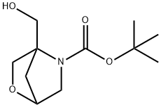 2-Oxa-5-azabicyclo[2.2.1]heptane-5-carboxylic acid, 4-(hydroxymethyl)-, 1,1-dimethylethyl ester 구조식 이미지