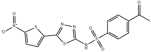 Benzenesulfonamide, 4-acetyl-N-[5-(5-nitro-2-thienyl)-1,3,4-thiadiazol-2-yl]- Structure