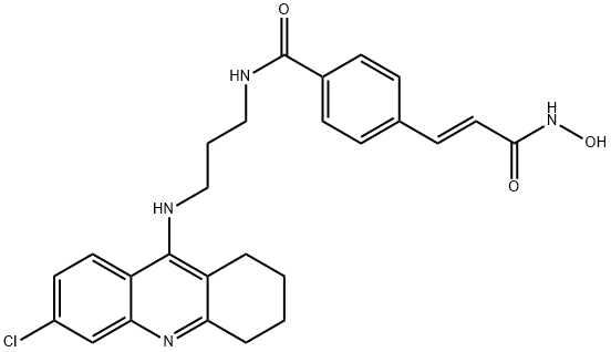 Benzamide, N-[3-[(6-chloro-1,2,3,4-tetrahydro-9-acridinyl)amino]propyl]-4-[(1E)-3-(hydroxyamino)-3-oxo-1-propen-1-yl]- Structure