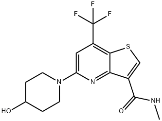 Thieno[3,2-b]pyridine-3-carboxamide, 5-(4-hydroxy-1-piperidinyl)-N-methyl-7-(trifluoromethyl)- 구조식 이미지