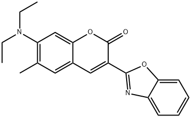 2H-1-Benzopyran-2-one, 3-(2-benzoxazolyl)-7-(diethylamino)-6-methyl- Structure