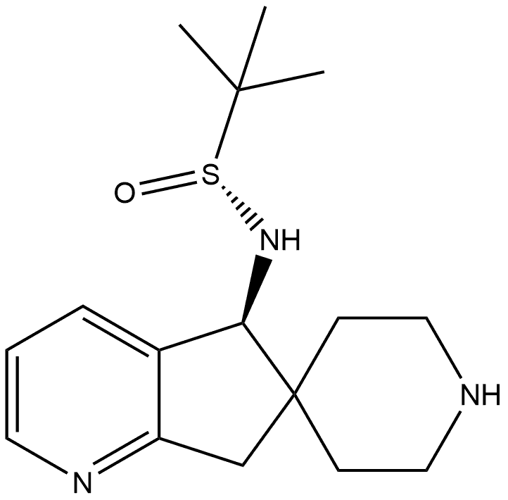 2-Propanesulfinamide, N-[(5S)-5,7-dihydrospiro[6H-cyclopenta[b]pyridine-6,4'-piperidin]-5-yl]-2-methyl-, [S(R)]- Structure