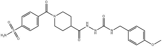 4-Piperidinecarboxylic acid, 1-[4-(aminosulfonyl)benzoyl]-, 2-[[[(4-methoxyphenyl)methyl]amino]carbonyl]hydrazide Structure