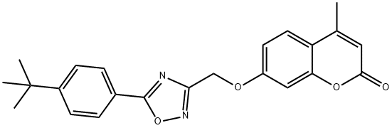 2H-1-Benzopyran-2-one, 7-[[5-[4-(1,1-dimethylethyl)phenyl]-1,2,4-oxadiazol-3-yl]methoxy]-4-methyl- Structure