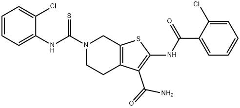 Thieno[2,3-c]pyridine-3-carboxamide, 2-[(2-chlorobenzoyl)amino]-6-[[(2-chlorophenyl)amino]thioxomethyl]-4,5,6,7-tetrahydro- 구조식 이미지