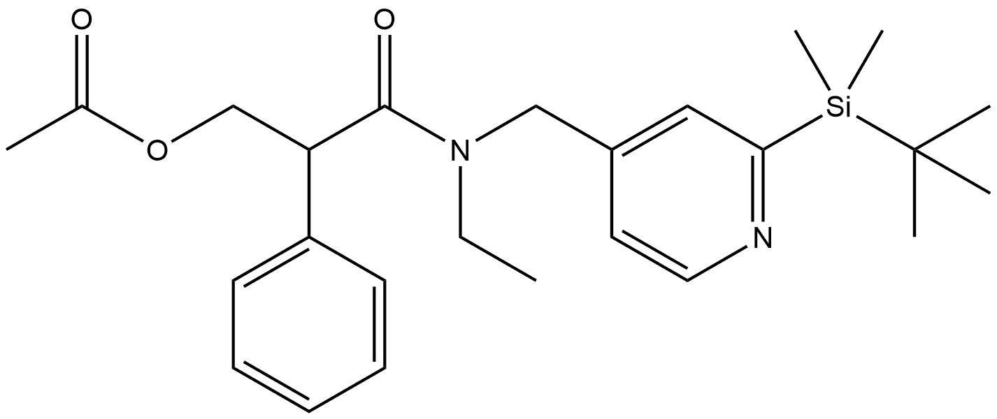 Benzeneacetamide, α-[(acetyloxy)methyl]-N-[[2-[(1,1-dimethylethyl)dimethylsilyl]-4-pyridinyl]methyl]-N-ethyl- Structure