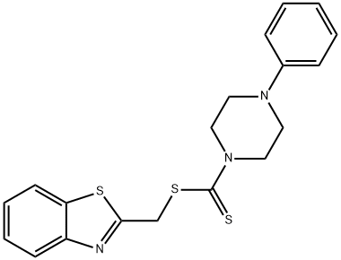 1-Piperazinecarbodithioic acid, 4-phenyl-, 2-benzothiazolylmethyl ester Structure