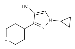 1H-Pyrazol-4-ol, 1-cyclopropyl-3-(tetrahydro-2H-pyran-4-yl)- Structure