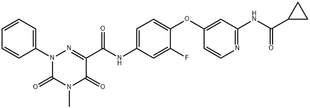 1,2,4-Triazine-6-carboxamide, N-[4-[[2-[(cyclopropylcarbonyl)amino]-4-pyridinyl]oxy]-3-fluorophenyl]-2,3,4,5-tetrahydro-4-methyl-3,5-dioxo-2-phenyl- Structure