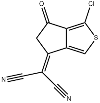 Propanedinitrile, 2-(1-chloro-5,6-dihydro-6-oxo-4H-cyclopenta[c]thien-4-ylidene)- Structure
