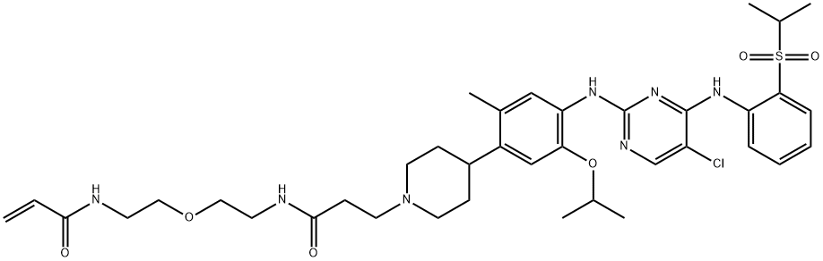 1-Piperidinepropanamide, 4-[4-[[5-chloro-4-[[2-[(1-methylethyl)sulfonyl]phenyl]amino]-2-pyrimidinyl]amino]-2-methyl-5-(1-methylethoxy)phenyl]-N-[2-[2-[(1-oxo-2-propen-1-yl)amino]ethoxy]ethyl]- 구조식 이미지