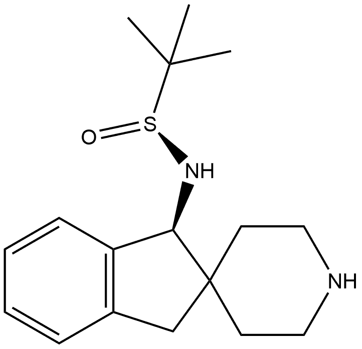 2-Propanesulfinamide, N-[(1S)-1,3-dihydrospiro[2H-indene-2,4'-piperidin]-1-yl]-2-methyl-, [S(S)]- 구조식 이미지