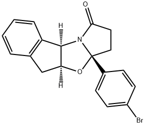 5H-Indeno[1,2-d]pyrrolo[2,1-b]oxazol-1(2H)-one, 3a-(4-bromophenyl)-3,3a,4a,9b-tetrahydro-, (3aR,4aS,9bR)- Structure