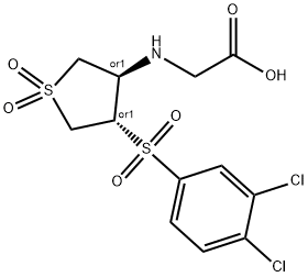 Glycine, N-[(3R,4S)-4-[(3,4-dichlorophenyl)sulfonyl]tetrahydro-1,1-dioxido-3-thienyl]-, rel- Structure