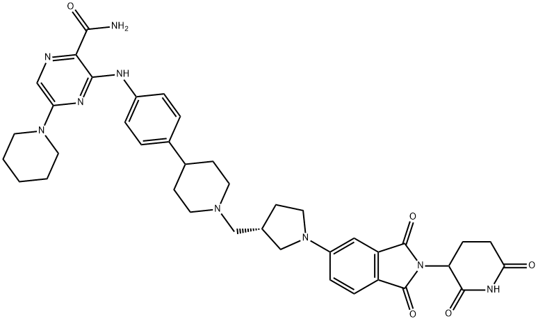 2-Pyrazinecarboxamide, 3-[[4-[1-[[(3S)-1-[2-(2,6-dioxo-3-piperidinyl)-2,3-dihydro-1,3-dioxo-1H-isoindol-5-yl]-3-pyrrolidinyl]methyl]-4-piperidinyl]phenyl]amino]-5-(1-piperidinyl)- Structure