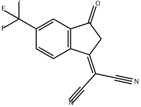Propanedinitrile, 2-[2,3-dihydro-3-oxo-5-(trifluoromethyl)-1H-inden-1-ylidene]- Structure