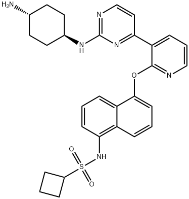 Cyclobutanesulfonamide, N-[5-[[3-[2-[(trans-4-aminocyclohexyl)amino]-4-pyrimidinyl]-2-pyridinyl]oxy]-1-naphthalenyl]- Structure