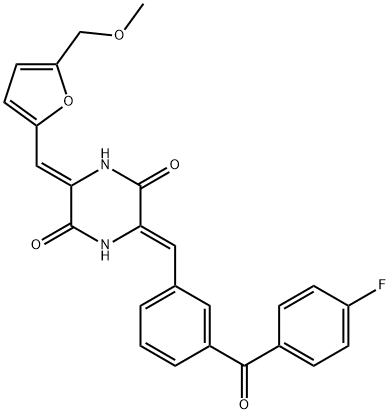 2,5-Piperazinedione, 3-[[3-(4-fluorobenzoyl)phenyl]methylene]-6-[[5-(methoxymethyl)-2-furanyl]methylene]-, (3Z,6Z)- Structure