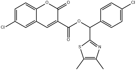 2H-1-Benzopyran-3-carboxylic acid, 6-chloro-2-oxo-, (4-chlorophenyl)(4,5-dimethyl-2-thiazolyl)methyl ester Structure