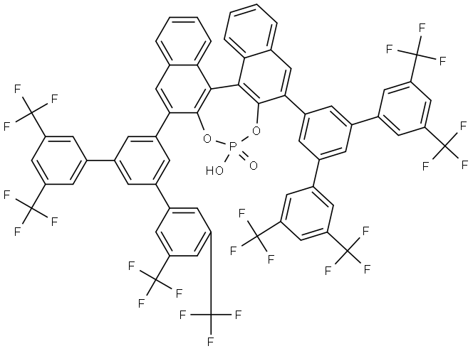 Dinaphtho[2,1-d:1',2'-f][1,3,2]dioxaphosphepin, 4-hydroxy-2,6-bis[3,3'',5,5''-tetrakis(trifluoromethyl)[1,1':3',1''-terphenyl]-5'-yl]-, 4-oxide, (11bR)- Structure