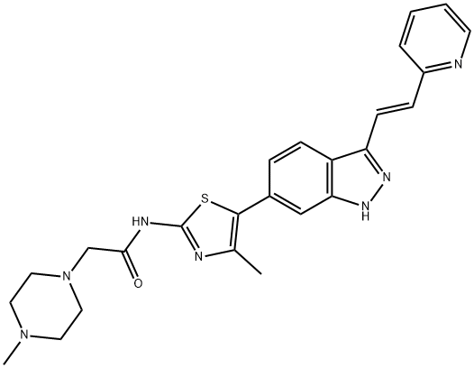 1-Piperazineacetamide, 4-methyl-N-[4-methyl-5-[3-[(1E)-2-(2-pyridinyl)ethenyl]-1H-indazol-6-yl]-2-thiazolyl]- Structure