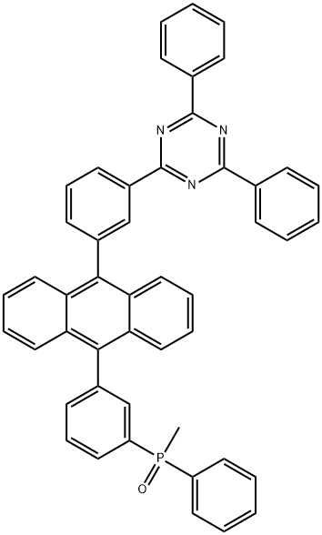 2-[3-[10-[3-(methylphenylphosphinyl)phenyl]-9-anthracenyl]phenyl]-4,6-diphenyl-1,3,5-Triazine Structure