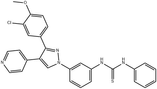 Thiourea, N-[3-[3-(3-chloro-4-methoxyphenyl)-4-(4-pyridinyl)-1H-pyrazol-1-yl]phenyl]-N'-phenyl- Structure