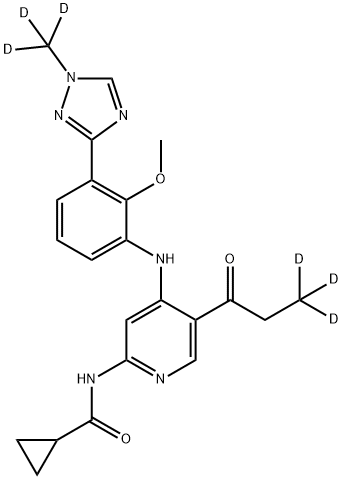 N-[4-[[2-Methoxy-3-[1-(methyl-d3)-1H-1,2,4-triazol-3-yl]phenyl]amino]-5-(1-oxopropyl-3,3,3-d3)-2-pyridinyl]cyclopropanecarboxamide Structure