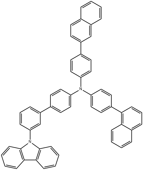 [1,1'-Biphenyl]-4-amine, 3'-(9H-carbazol-9-yl)-N-[4-(1-naphthalenyl)phenyl]-N-[4-(2-naphthalenyl)phenyl]- Structure