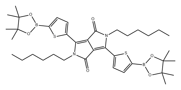 Pyrrolo[3,4-c]pyrrole-1,4-dione, 2,5-dihexyl-2,5-dihydro-3,6-bis[5-(4,4,5,5-tetramethyl-1,3,2-dioxaborolan-2-yl)-2-thienyl]- Structure