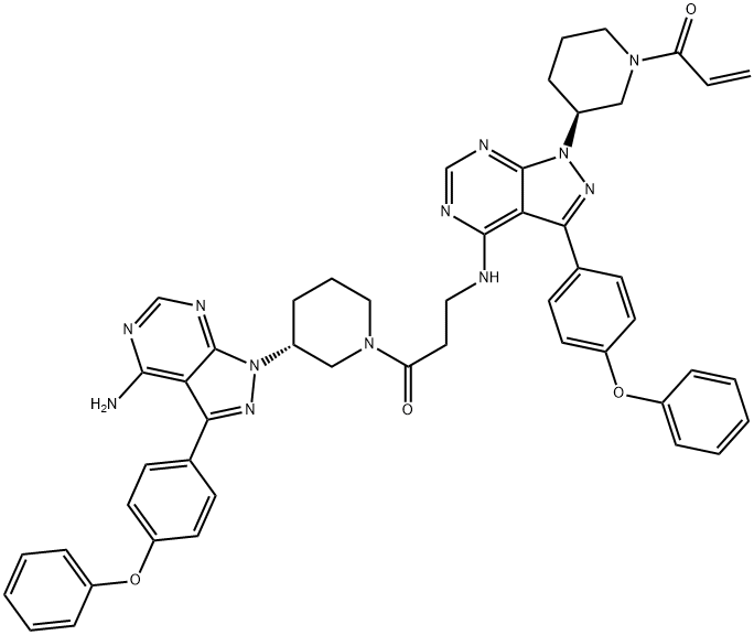 2-Propen-1-one, 1-[(3S)-3-[4-[[3-[(3R)-3-[4-amino-3-(4-phenoxyphenyl)-1H-pyrazolo[3,4-d]pyrimidin-1-yl]-1-piperidinyl]-3-oxopropyl]amino]-3-(4-phenoxyphenyl)-1H-pyrazolo[3,4-d]pyrimidin-1-yl]-1-piperidinyl]- Structure