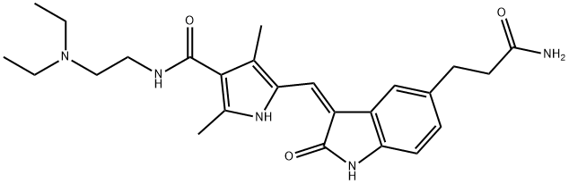 1H-Indole-5-propanamide, 3-[[4-[[[2-(diethylamino)ethyl]amino]carbonyl]-3,5-dimethyl-1H-pyrrol-2-yl]methylene]-2,3-dihydro-2-oxo-, (3Z)- Structure