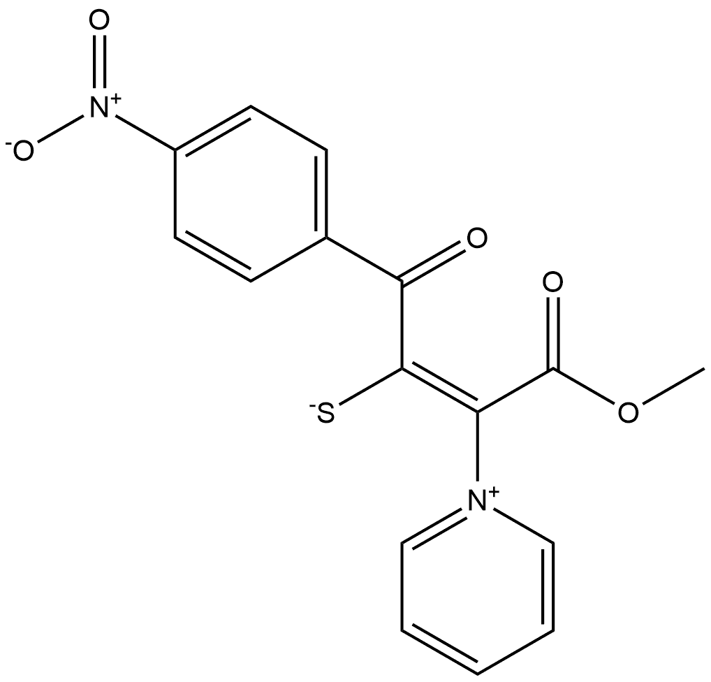 Pyridinium, 1-[(1Z)-2-mercapto-1-(methoxycarbonyl)-3-(4-nitrophenyl)-3-oxo-1-propen-1-yl]-, inner salt Structure