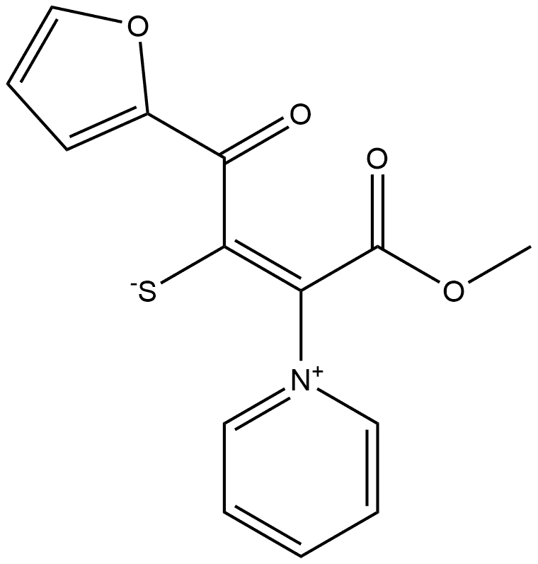 Pyridinium, 1-[(1Z)-3-(2-furanyl)-2-mercapto-1-(methoxycarbonyl)-3-oxo-1-propen-1-yl]-, inner salt Structure