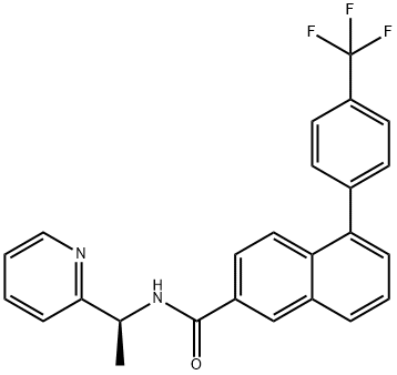 2-Naphthalenecarboxamide, N-[(1S)-1-(2-pyridinyl)ethyl]-5-[4-(trifluoromethyl)phenyl]- Structure