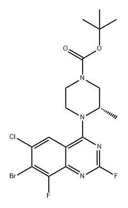 1-Piperazinecarboxylic acid, 4-(7-bromo-6-chloro-2,8-difluoro-4-quinazolinyl)-3-methyl-, 1,1-dimethylethyl ester, (3S)- Structure