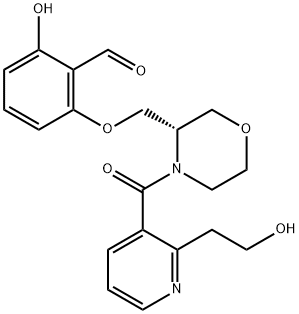 Benzaldehyde, 2-hydroxy-6-[[(3S)-4-[[2-(2-hydroxyethyl)-3-pyridinyl]carbonyl]-3-morpholinyl]methoxy]- Structure